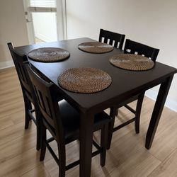 Dark Espresso High table with four chairs