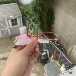 Pink Cartier Glasses Gold Frames 