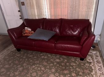 3-Seater Red Leather Couch