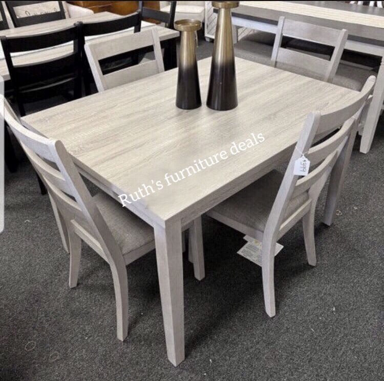 Small 5-pc Dining Table Set Light Gray ( Table + 4 Chairs)