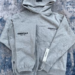 Brand New Gray Fear of God Essentials Hoodie & Pants Set – Size Small