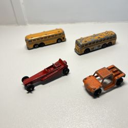Vintage Tootsie Toy Metal Orange Vintage Tootsie Toys Red 2 Zylmex Crown School Bus 