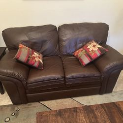 Leather loveseat and couch
