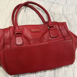 Burberry blue label red leather tote