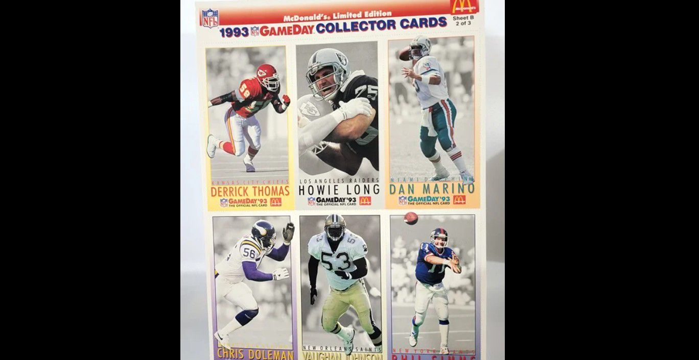 McDonalds Limited Edition 1993 GameDay Collector Cards All-Star Sheet B (2 of 3)

