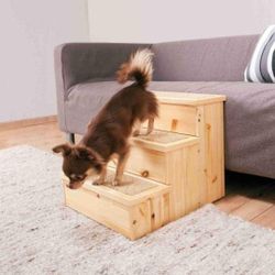 Wooden Dog Stairs with Nonslip Carpet-3 Step