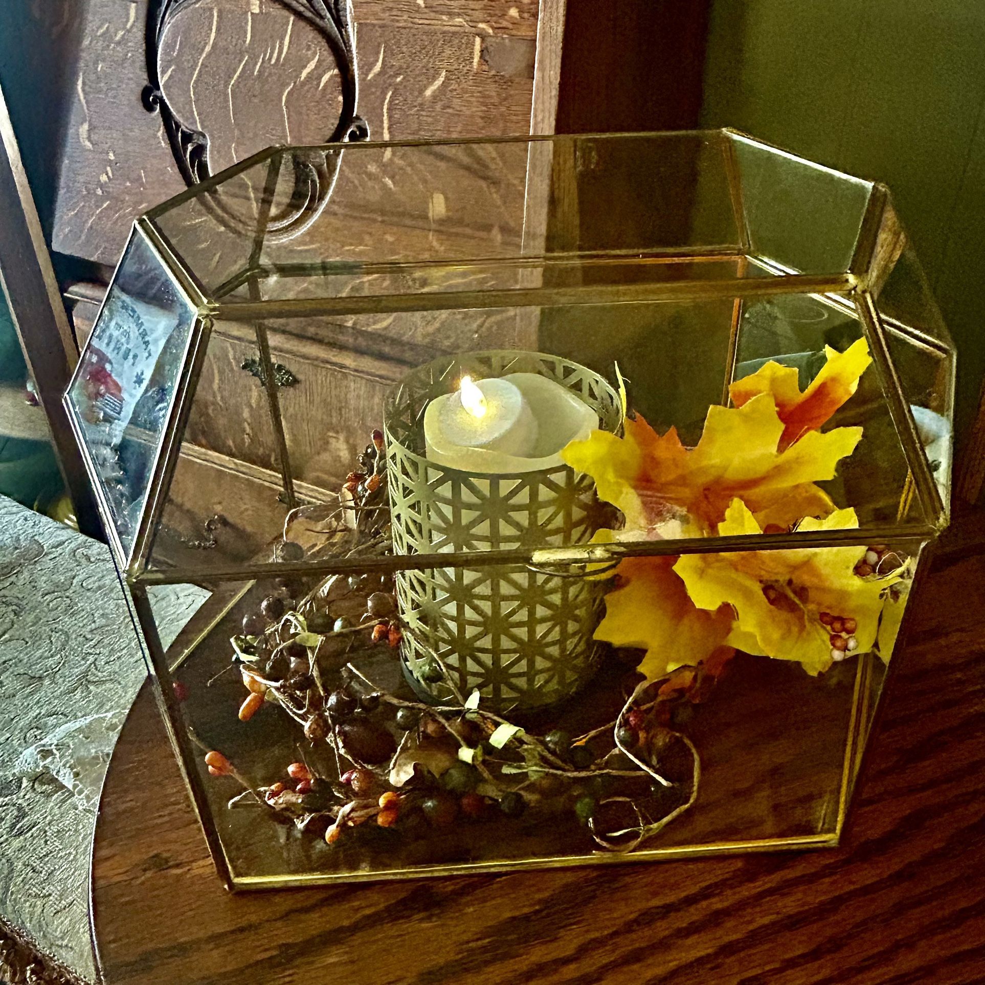 Vintage Glass & Brass Geometric Dome Display — Cardholder — Terrarium — Décor