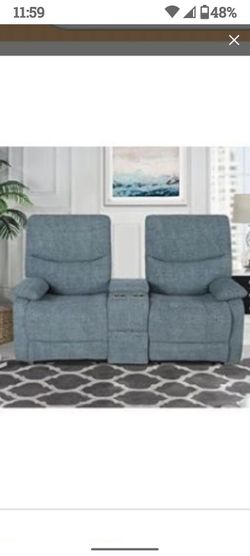 Double Recliner with center console Heated Massage Sofa