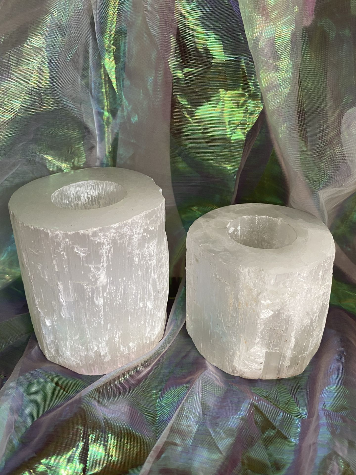 Quartz Candle Holders (2pc Set)