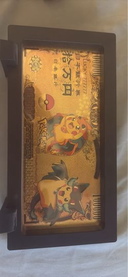 Pokémon Pikachu Gold Foil Novelty Banknote in Frame