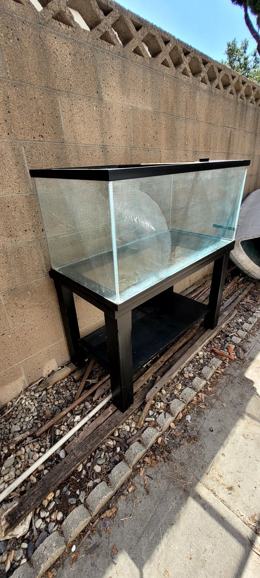 Reptile Tank And Secure Cover And Wood Stand