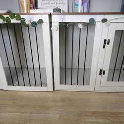 2 White Farmstyle Dog Crates