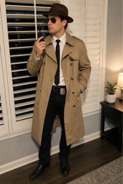 Richman Detective Costume Set with Trench Coat and Accessories