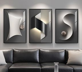 Abstract Black & White wall art 24x36