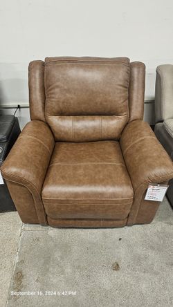 Dual Power Leather Recliner