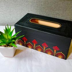 Wooden Tissue Holder Handpainted  New