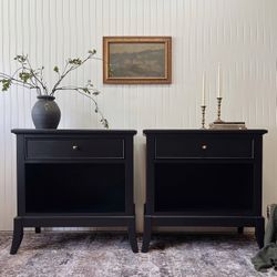 Oversized Black Nightstand Set