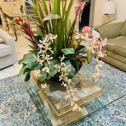 Coffee Table And Two Side Tables With Glass Tops 