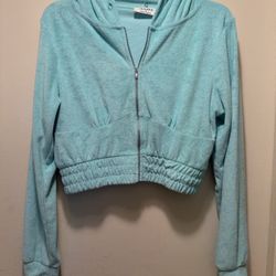 Size Medium Mint Green Terrycloth Hooded Jacket