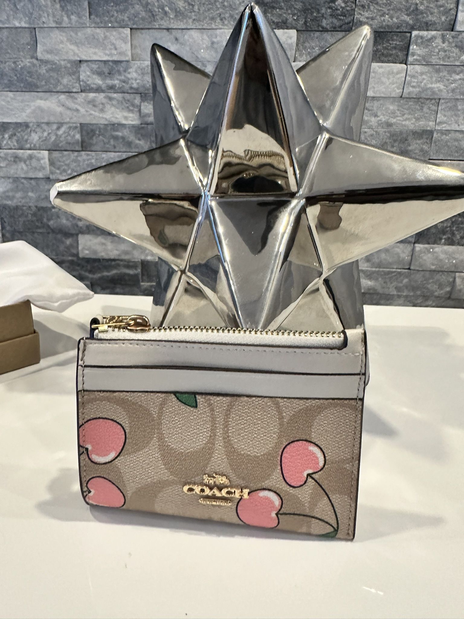 COACH - Mini Skinny Women's Leather ID/Card Coin Case Key Wallet