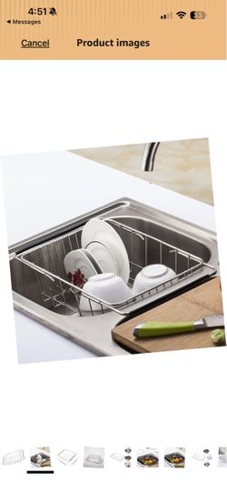 Stainless Steel Extendable Drain Basket for Fruits and Vegetables Plastic and Steel Build, Easy Storage and Comfortable Grip, Counter or Kitchen Sink