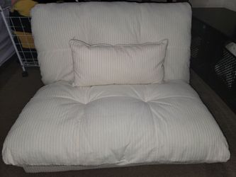 Cream Corduroy Futon Chair with Pillow