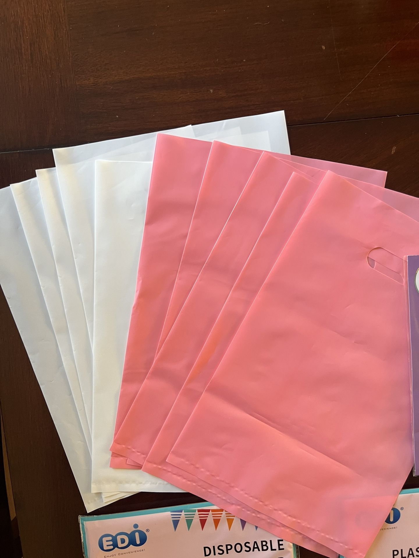 PARTY PACK!! 2 Pink Disposable Plastic Table Covers Balloon And Party Bags!! Pretty Foil HAPPY BIRTHDAY balloon!!