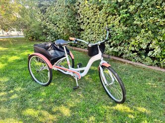 Schwinn Meridian comfort adult tricycle with basket white pink cruiser bike bicycle
