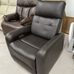 Black leather power recliner chair