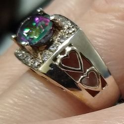 Gorgeous 🆕 Sterling Silver Genuine Mystic Topaz Ring!!! 💍💜💚