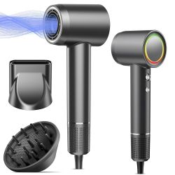 Hair Dryer, 160000 RPM Professional High Speed Ionic Blow Dryer 500 Million Negative Ions & Heat-Control & Low Noise Hairdryer with Magnetic Diffuser 
