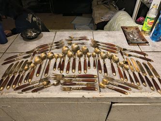 Vintage Brass And Rosewood Dining Set