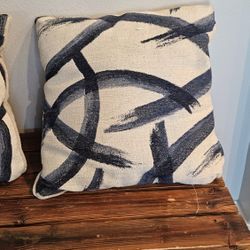 Decorative Couch Pillows - Blue & Beige Abstract 