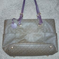 Michael Kors Purse Brown With Purple Straps
