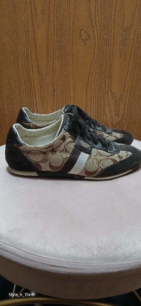 Coach Sneakers Womens 6.5M Brown Katelyn Classic Logo Low Top Tennis Shoes