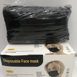 50 Pcs. 3 Layers Black Disposable Masks