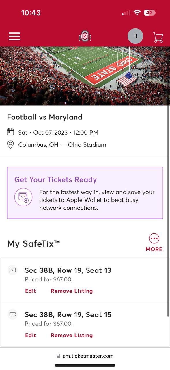 Ohio State vs Maryland Football Tickets 