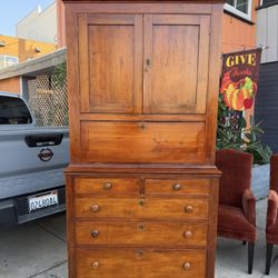 19 Century Amazing Linen Cabinet With The Key Comes In Two Parts