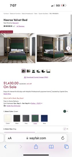 King Velvet Bed Frame 