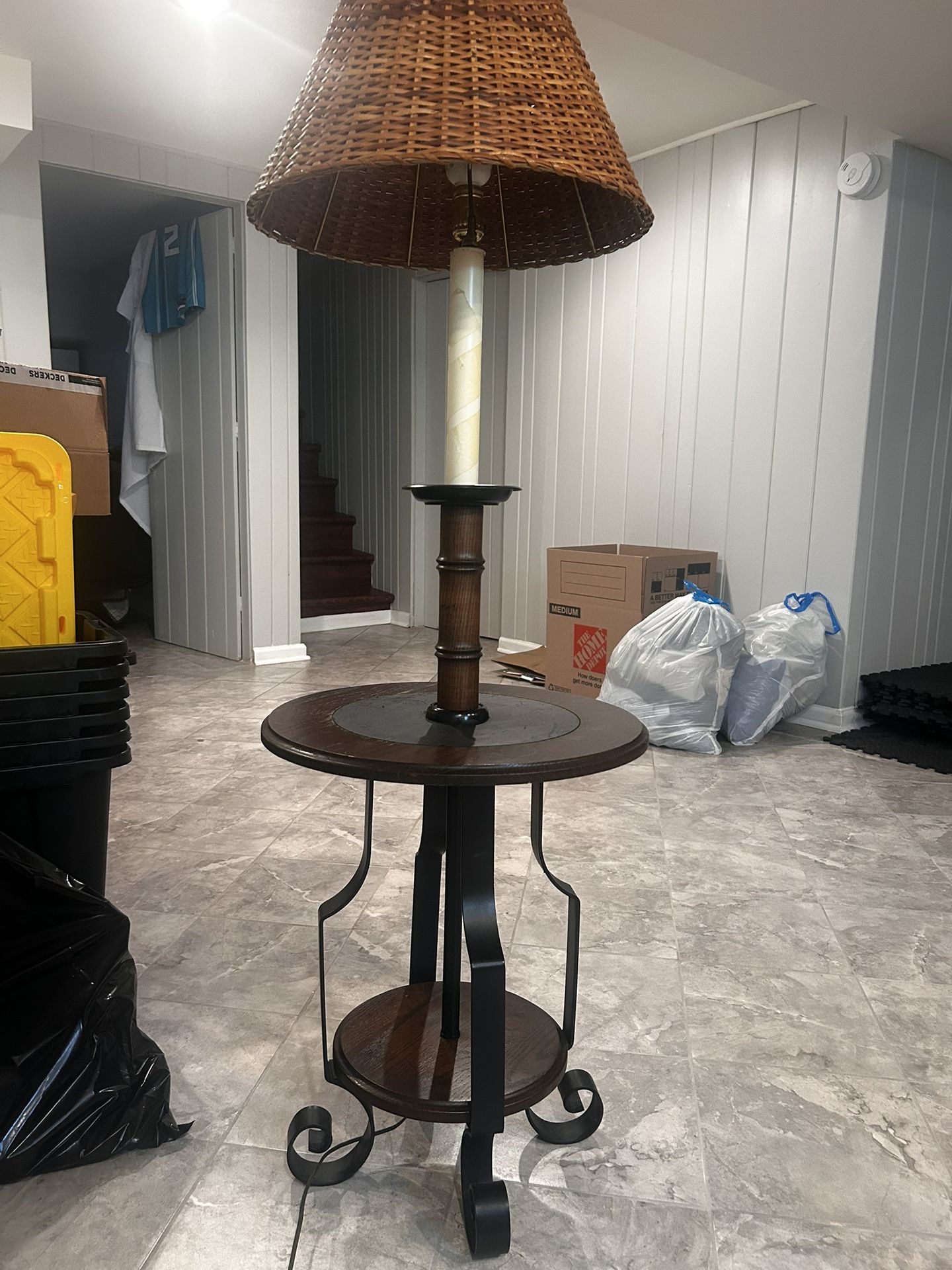 Room Lamp with wicker lamp shade, 56inch tall