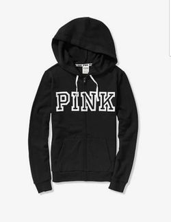 New Victoria secret Pink full zip sweater black medium for Sale in ...