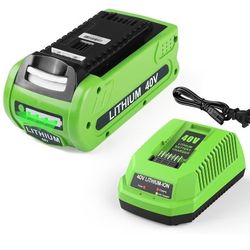 Powilling 3.5Ah 292 Lithium-Ion Battery Replacement for Greenworks 40V Battery and Charger 29482 Compatible with Greenworks 40V G-MAX Power To