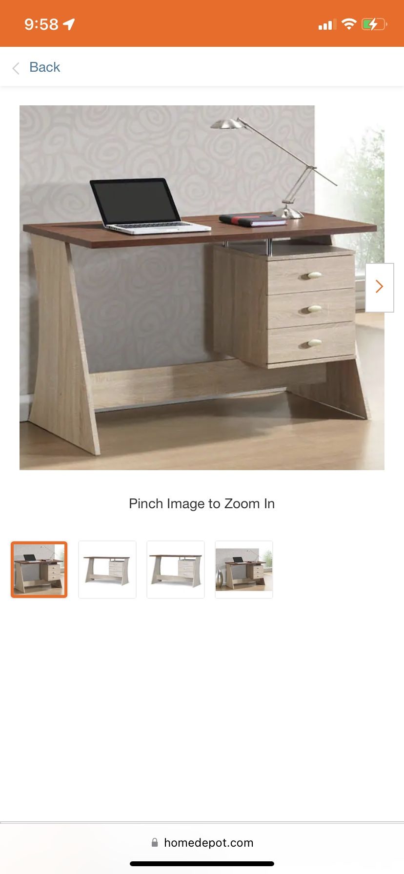 47.2 in. Dark Brown Rectangular 2 -Drawer Writing Desk with Angular ...
