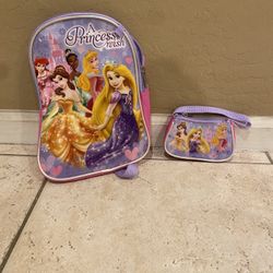 Disney Princess Backpack With Small Money Purse 