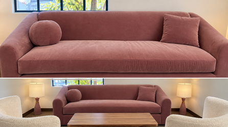 Custom Sculptural Dusty-Mauve Velvet Sofa – 100" – Excellent Condition