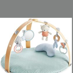 Ingenuity Cozy Spot Reversible Duvet Activity Gym & Play Mat with Wooden Toy bar - Loamy, Newborn and up