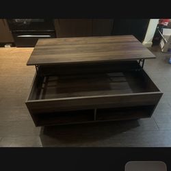 Modern Lift-Top Coffee Table With LED Lights & Storage 