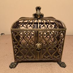 decorative gold metal box 12” wide x 14” long x 8”