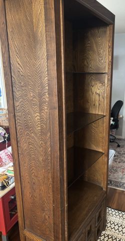 Mid Century Brutalist Style Wood Bookshelf