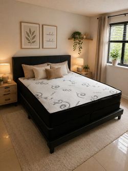 Bed frame Black full size and full regular mattress New